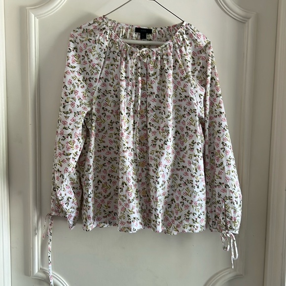 J.Crew Cotton button down blouse tie sleeves reimagined size Med - Picture 2 of 8